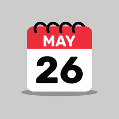 26 May Icon calendar day of the month, vector illustration design.