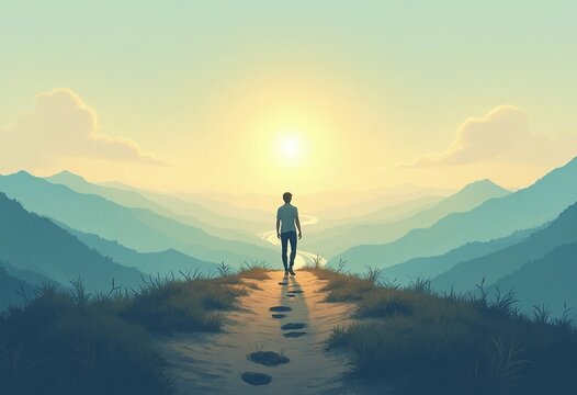 Illustration that captures the essence of the proverb A journey of a thousand miles begins with a single step