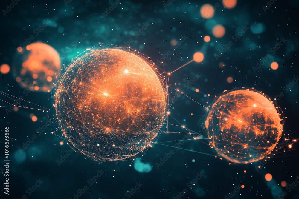 Poster digital data and technology 3d globe with planet earth hologram.
