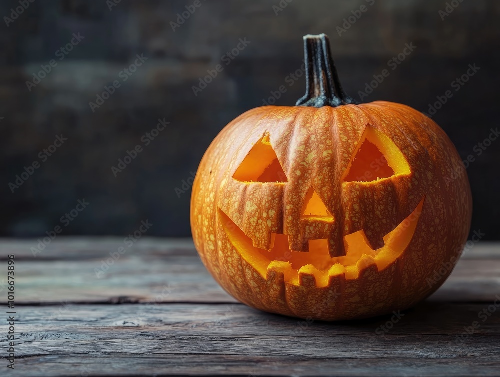 Canvas Prints Pumpkin carving on dark wood background