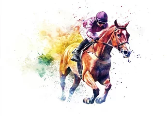 Fototapete Watercolor Racehorse. © warunthorn