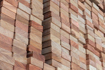 Patterns of wooden planks cut with texture in a stacked and harmonious way