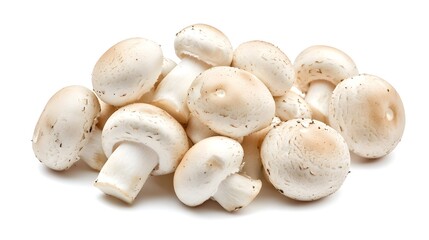 Close-up of Assorted Fresh Whole Mushrooms on White Background