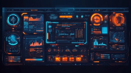 Obraz premium Technology UI futuristic concept interface hologram elements of digital data chart. Hud,GUI for game background design. Technology background. Digital data. Stock chart.