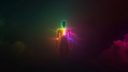 Fototapeta premium Human body with glowing aura.