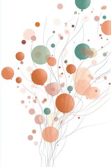Abstract art featuring colorful circles and flowing lines in soft hues.