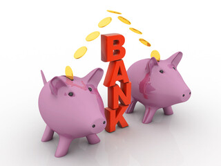 3d rendering Pig Coin bank
