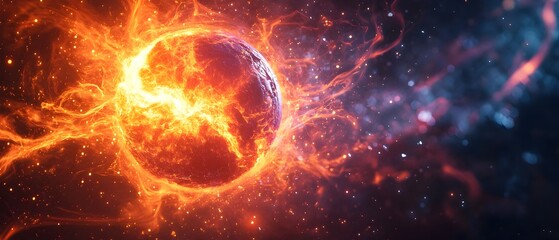 Dramatic and Visualization of the Moment When Plasma Ignition Occurs in Nuclear Fusion Reaction Showcasing Cosmic Radiance Fiery Particles and Explosive Energy