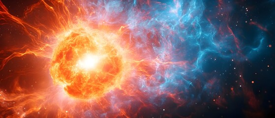 Obraz premium Plasma Ignition in Nuclear Fusion Visualizing the Moment When Conditions Reach Fusion Ready States Photographic Concept with Copy Space for Text