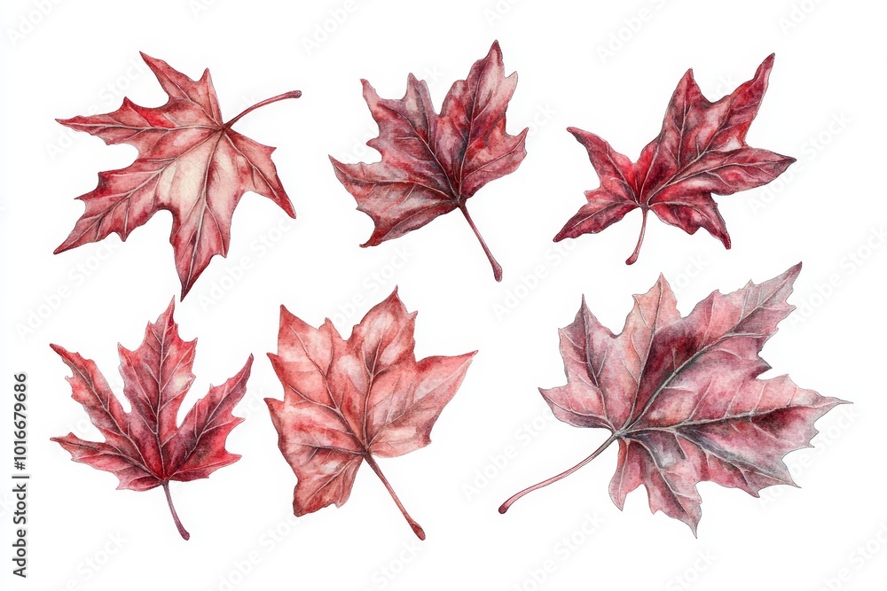 Poster leaf collection isolated on transparent background