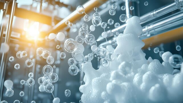 Chemical substance synthetic concept. Synthetic chemical forming foam that rapidly expands.