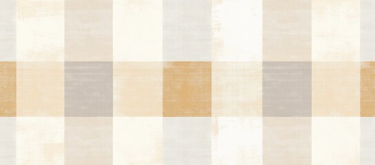 Fototapeta premium Gingham seamless pattern. Beige and white vichy background texture. Checkered tweed plaid repeating wallpaper. Natural nude fabric and textile swatch. Modern backdrop.