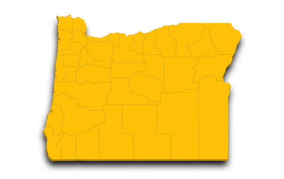 recommend clip art: 3d Map of Oregon state with color. United State of America, US, United State
