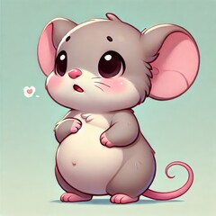 Fototapeta premium Imagine a small mouse next to a wedge of cheese, looking curious and ready to nibble This image could be named Mouse with Cheese in a Simple Scene