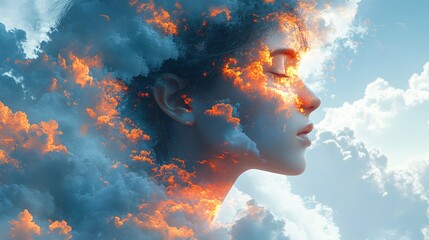 Dreamy Cloudy Portrait of a Thoughtful Daydreamer