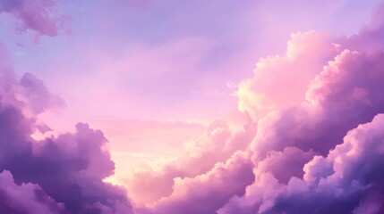 Fototapeta premium A serene sky filled with soft pink and purple clouds at sunset.