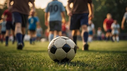Obraz premium soccer ball low angle photography ,national soccer day