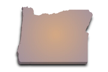 3d Map of Oregon state with color. United State of America, US, United State