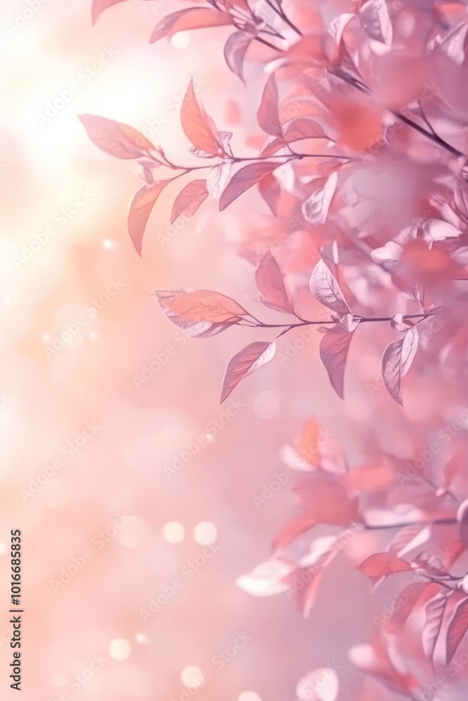 Poster a blurred out abstract nature background with lots of bokeh, a bright spotlight in the center and a 