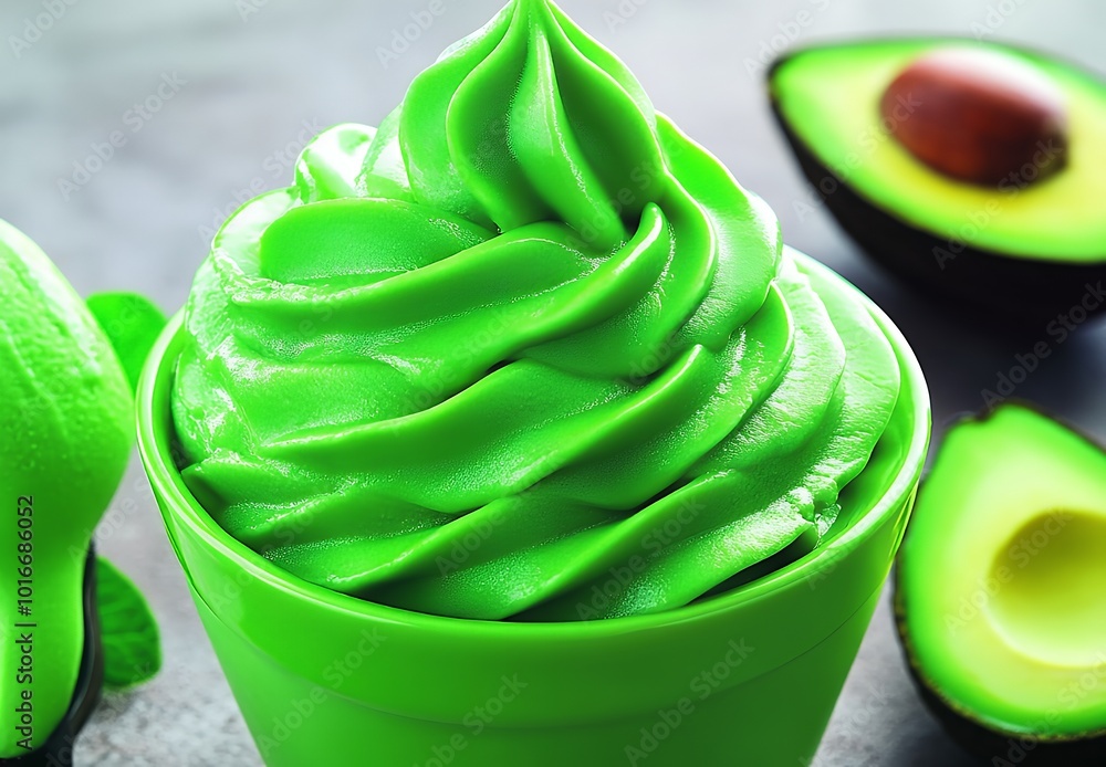 Poster Close up of a delicious avocado ice cream.