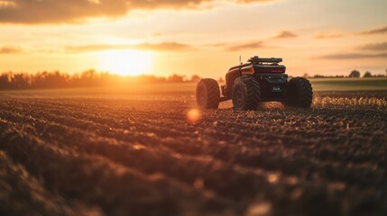 Fototapeta premium Robot Farming Sunset.