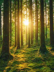 Fototapeta premium Morning Sunlight in a Forest