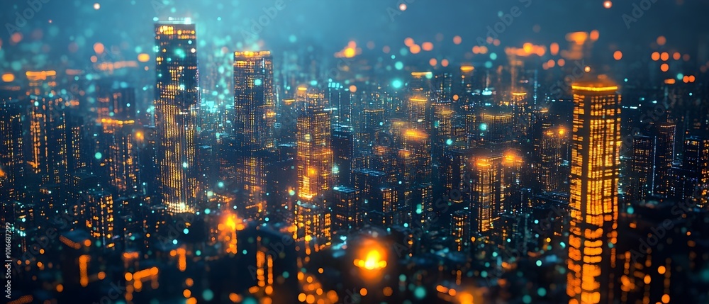 Aufkleber glowing digital data streams flowing through a virtual futuristic cityscape representing innovation 