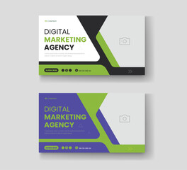 Corporate business and digital marketing youtube thumbnail or web banner template