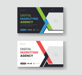 Corporate business and digital marketing youtube thumbnail or web banner template