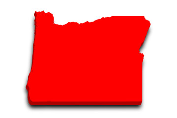 3d Map of Oregon state with color. United State of America, US, United State