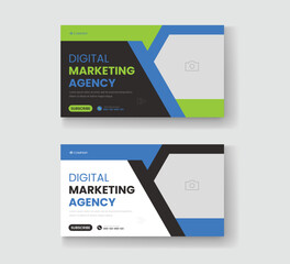 Naklejka premium Corporate business and digital marketing youtube thumbnail or web banner template
