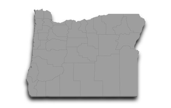 recommend clip art: 3d Map of Oregon state with color. United State of America, US, United State