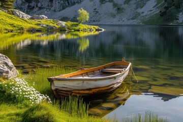 Obraz premium Boat landscape outdoors vehicle.