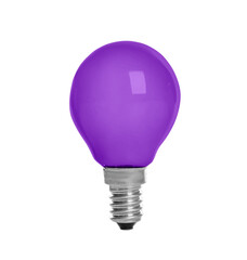 One purple light bulb isolated on white