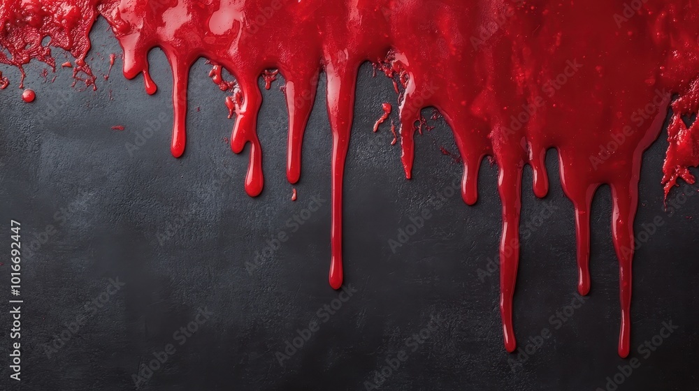 Poster vivid red paint forms an abstract flow on a dark canvas, exuding both energy and emotion. the bold c