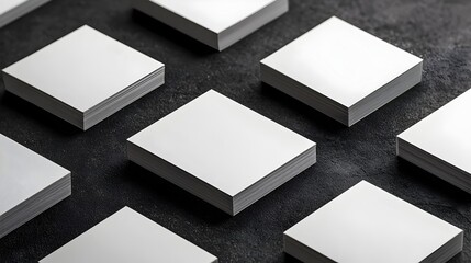 Minimalist Business Cards Flat Lay on Monochromatic Surface for Branding Concept