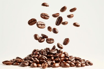Obraz premium Coffee beans food white background freshness.