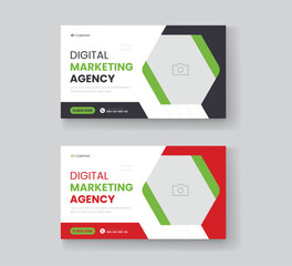 Corporate business and digital marketing youtube thumbnail or web banner template