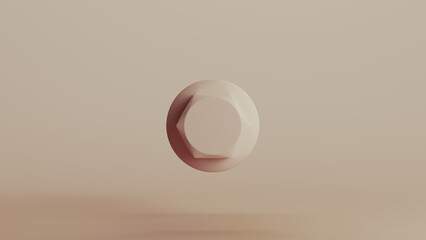 Beige bionic hardware bolt screw shape component technology design element neutral monochrome soft tones skin tones background 3d illustration render