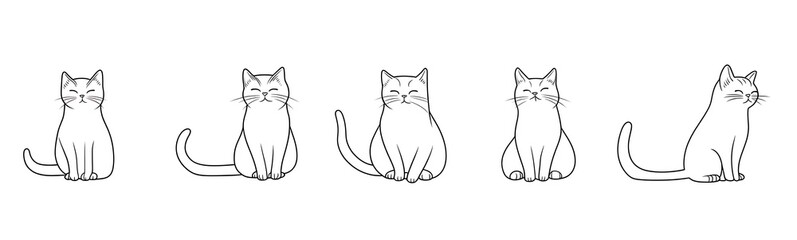  Cat continuous line one animal outline illustration drawing art pet. Cat continuous line draw logo sketch black two face abstract cute profile silhouette white contour simple linear design kitten. 