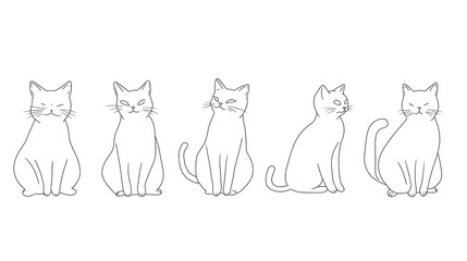  Cat continuous line one animal outline illustration drawing art pet. Cat continuous line draw logo sketch black two face abstract cute profile silhouette white contour simple linear design kitten. 