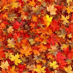 Fototapeta premium Autumn leaves with water drop. Blue, green, red and yellow autumnal background. Web, print, wallpaper. Illustration.