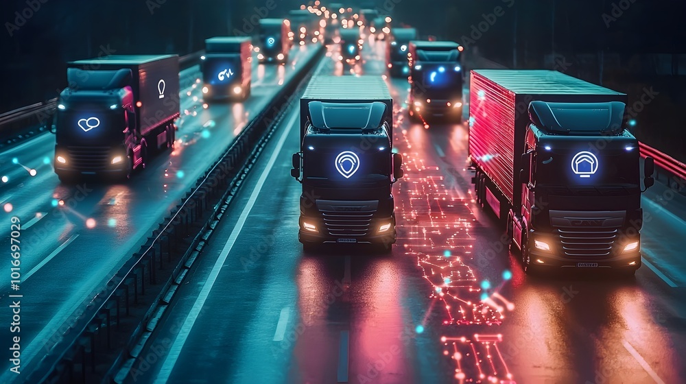 Aufkleber digital fleet management dashboard tracking trucks and logistical data in real-time