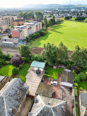 High Angle View of Central Edinburgh City of Scotland United Kingdom During Partly Cloudy Day of August 29th, 2024
