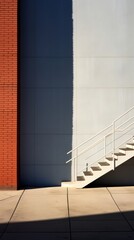 Fototapeta premium Large building wall architecture staircase handrail.