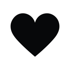 Obraz premium Minimalist black heart icon, solid silhouette heart shape on white background, simple romantic love symbol eps vector, clean graphic heart element for wedding invitations and social media.
