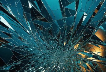 Abstract shattered glass effect with sharp, angular shapes, creating a dynamic and high-energy background with a sense of fragmentation and chaos. Ai generated image.