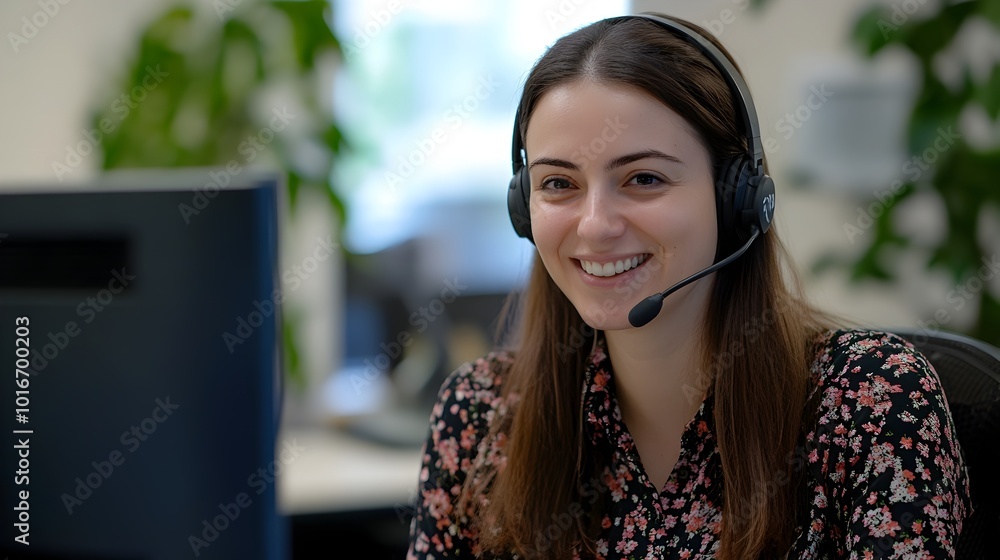 Poster friendly customer service representative assisting with technical support
