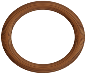 brown wooden frame oval ring isolated object