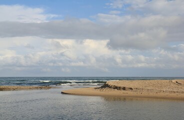 The confluence of the Kamchia River with the Black Sea (Bulgaria)